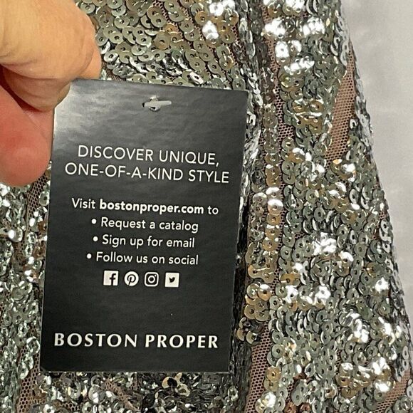 Boston Proper Size 14 Sequin Dress 100% Polyester Dry Clean Only, NWT - Picture 13 of 16